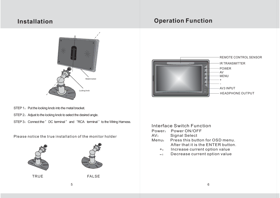 Legacy Car Audio L7HM operation manual Operation Function, Interface Switch Function 