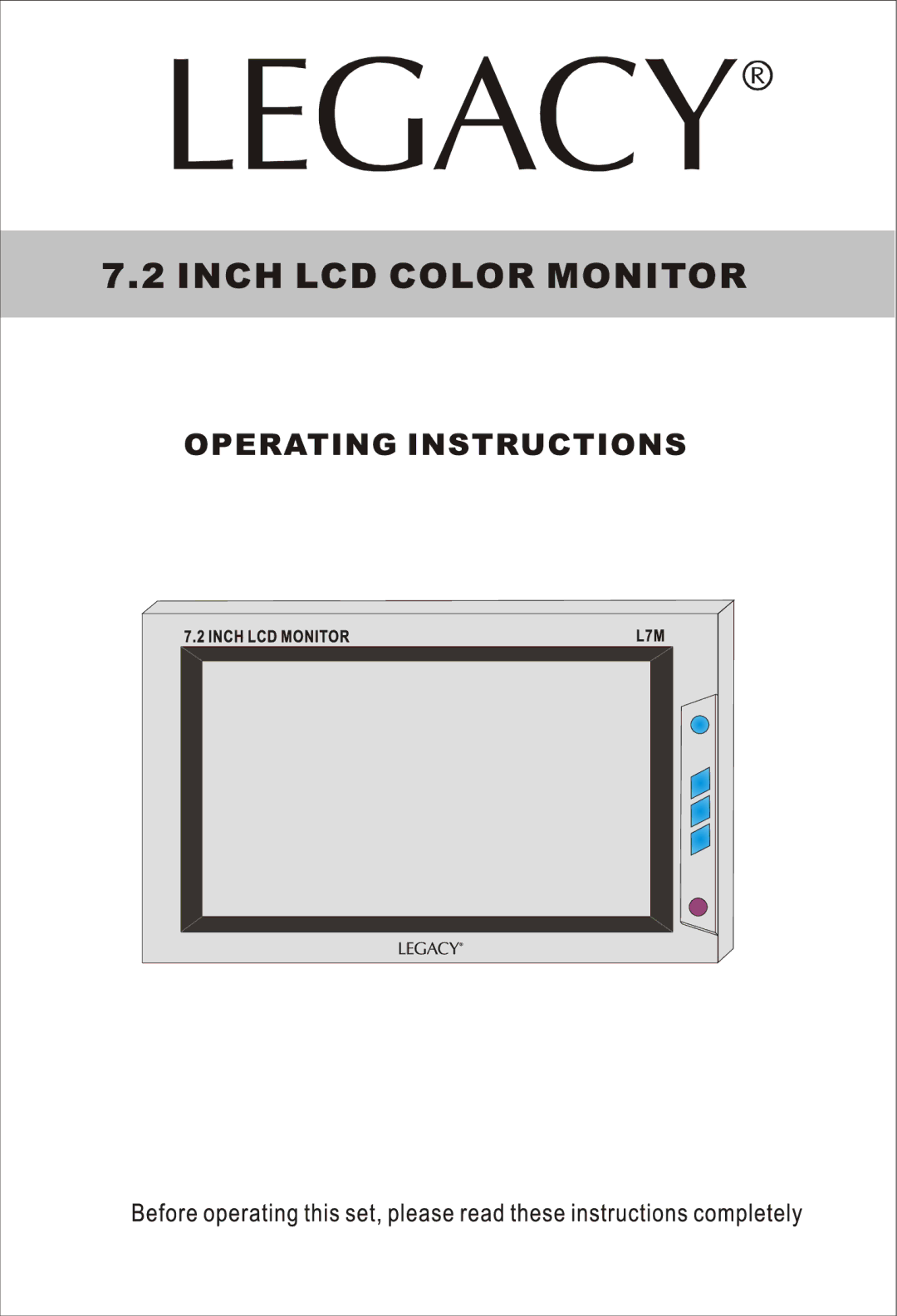 Legacy Car Audio L7M manual 