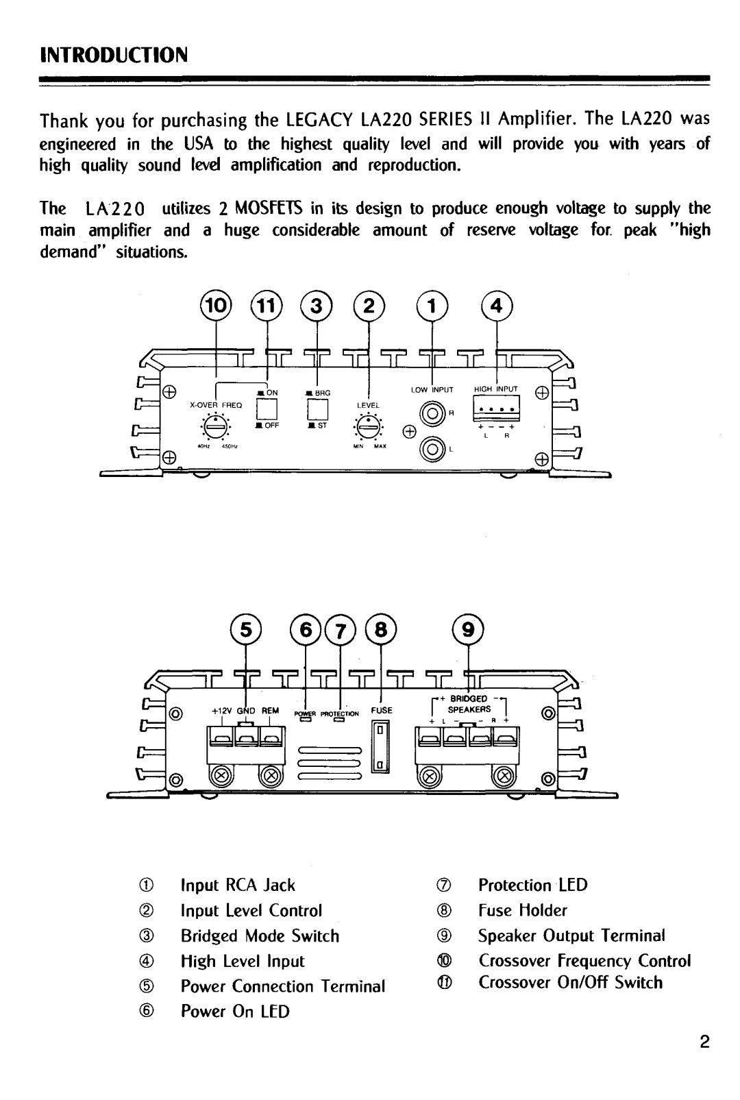 Legacy Car Audio LA 220 manual 