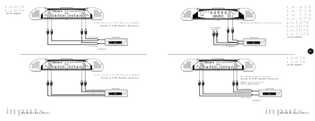 Legacy Car Audio LA-978, LA-478, LA-578, LA-1878, LA-1478, LA-778, LA-2478, LA-2078, LA-2278 warranty LA-678 LA-878 