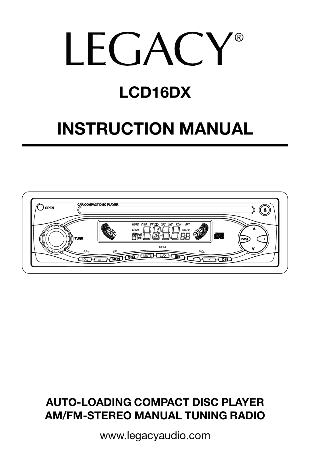 Legacy Car Audio LCD16DX instruction manual 