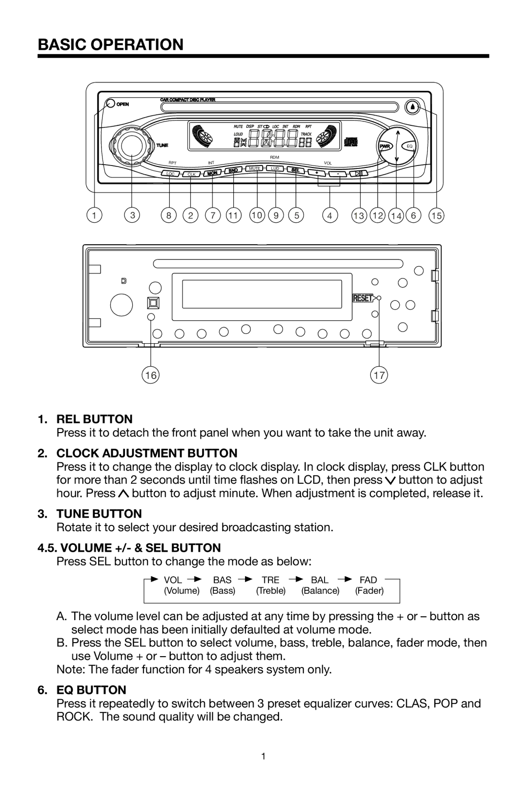 Legacy Car Audio LCD16DX instruction manual Basic Operation 