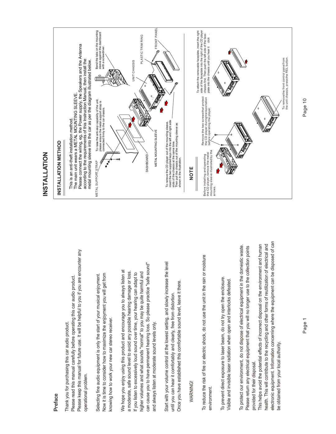 Legacy Car Audio LCD17A specifications Preface, Installation Method 