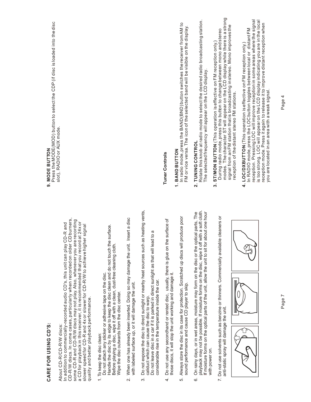 Legacy Car Audio LCD17A specifications Tuner Controls, Mode Button, Band Button, Tuning Control 