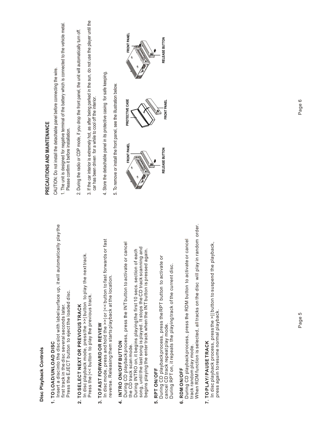 Legacy Car Audio LCD17A specifications Disc Playback Controls 