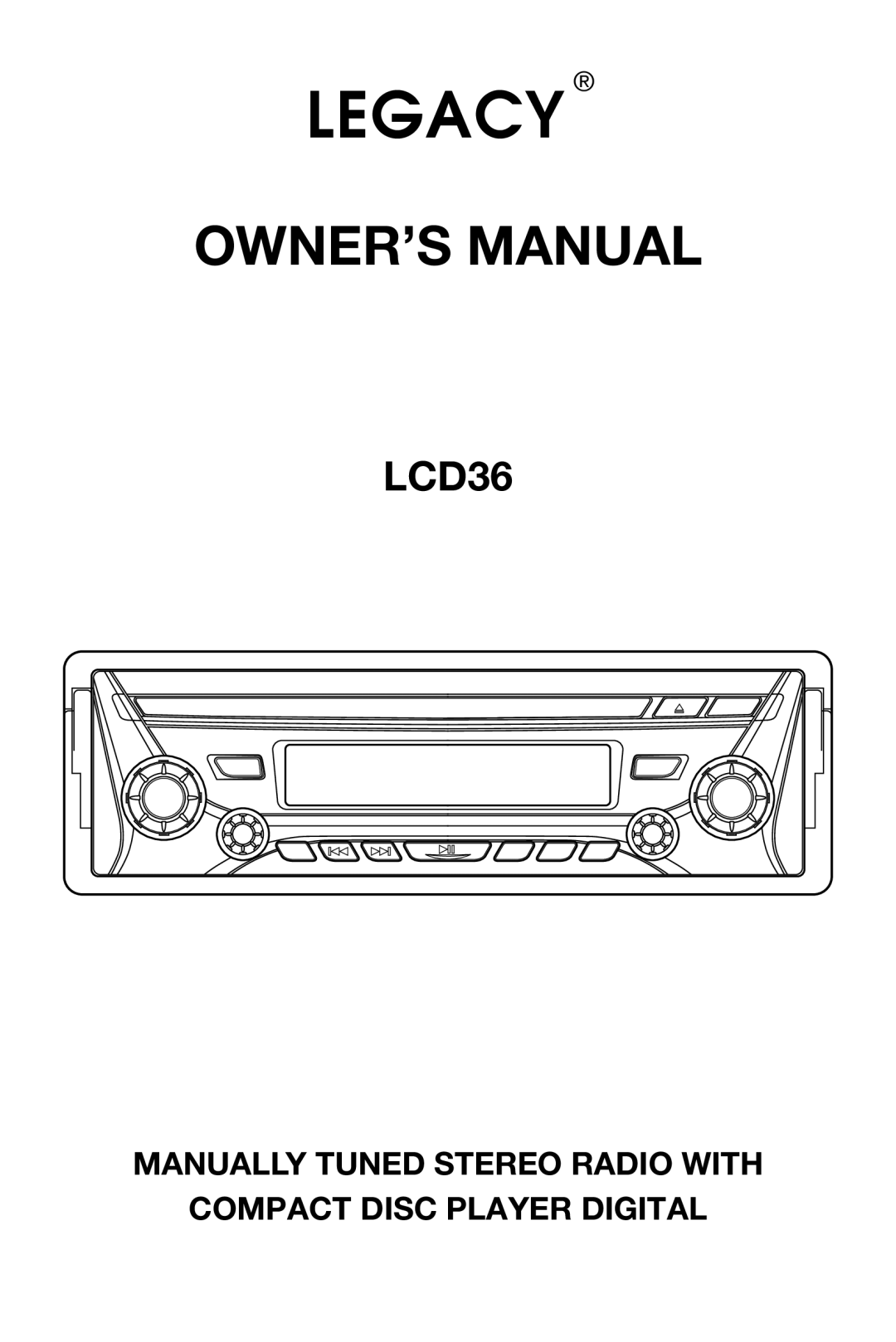 Legacy Car Audio LCD36 owner manual Legacy 