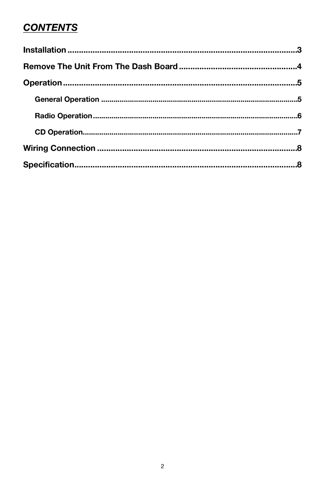 Legacy Car Audio LCD36 owner manual Contents 