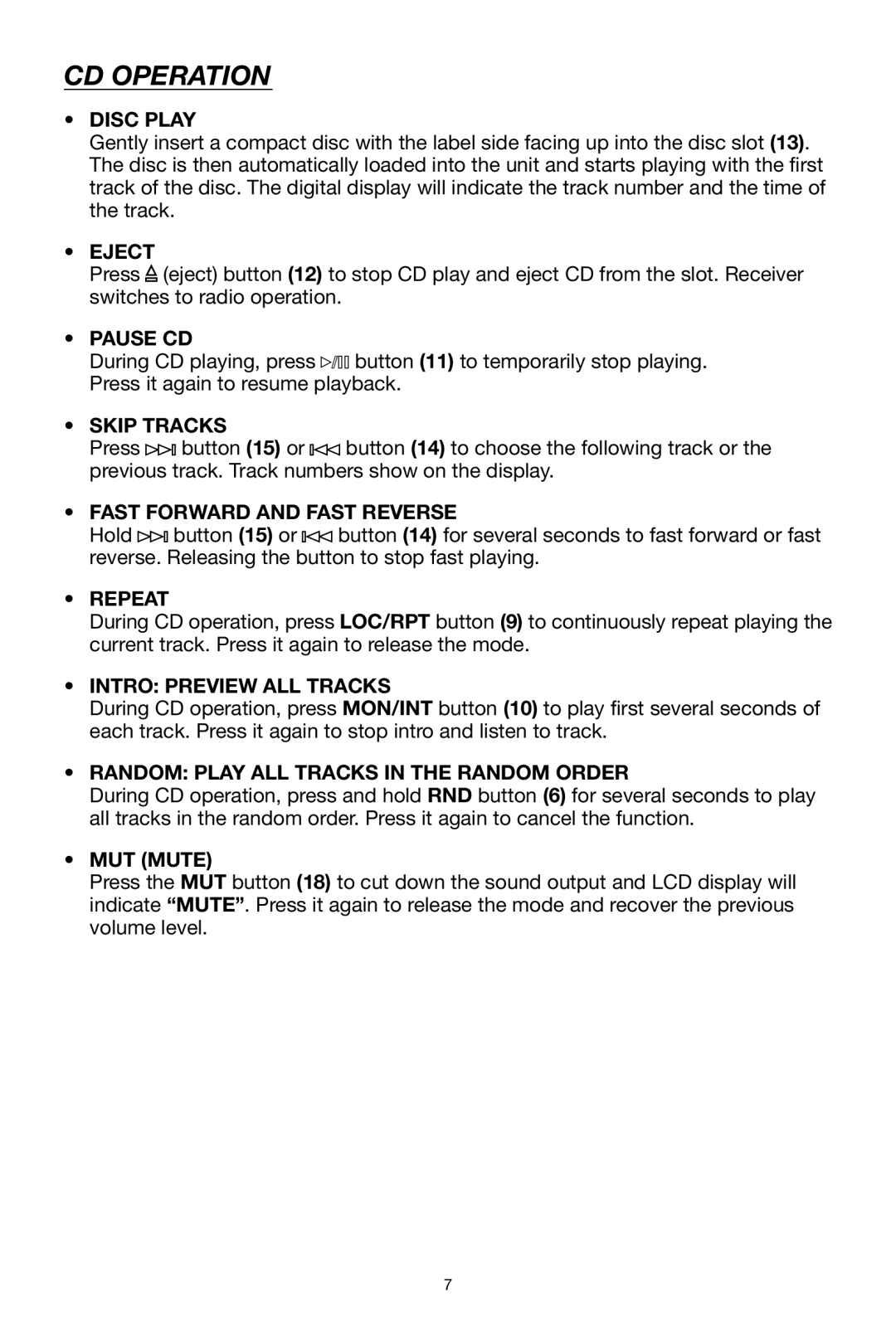 Legacy Car Audio LCD36 owner manual CD Operation 