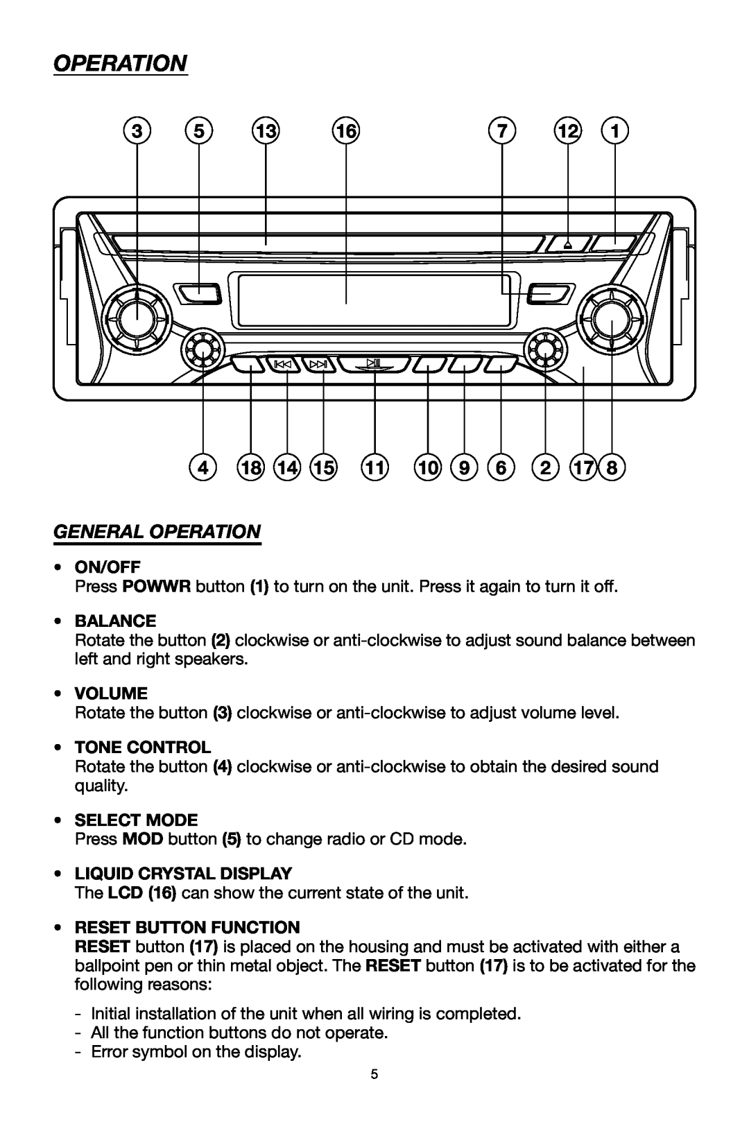 Legacy Car Audio LCD36 owner manual General Operation 