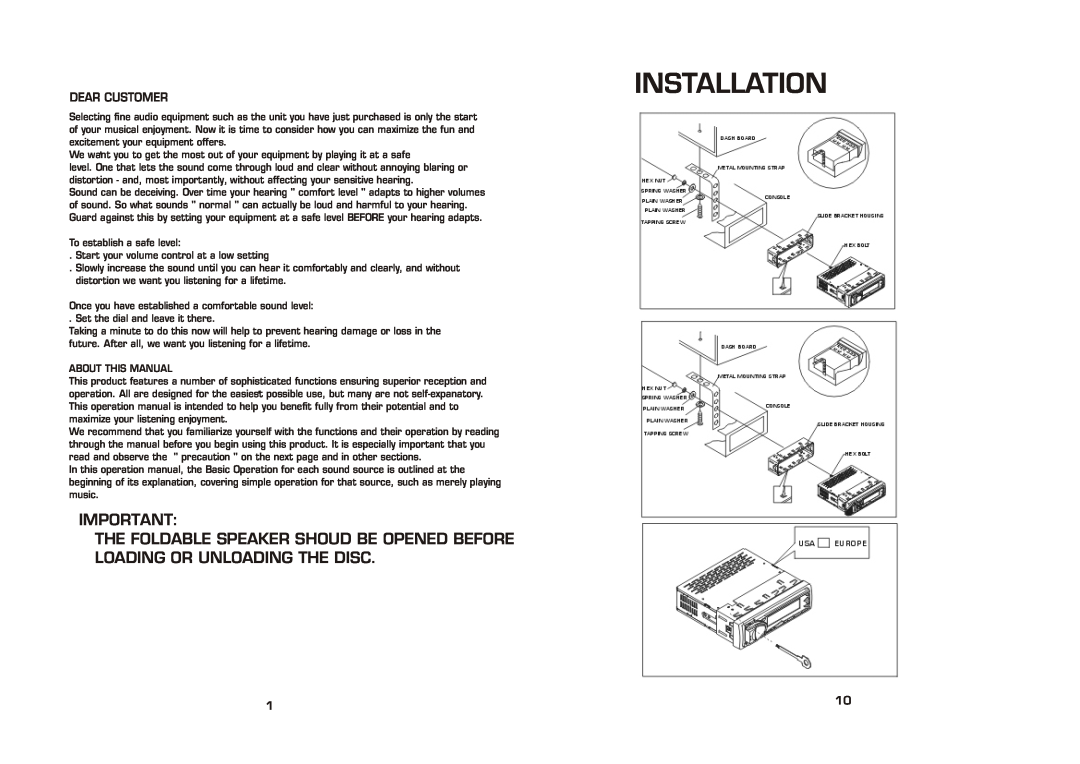 Legacy Car Audio LCD69DSX instruction manual Installation 