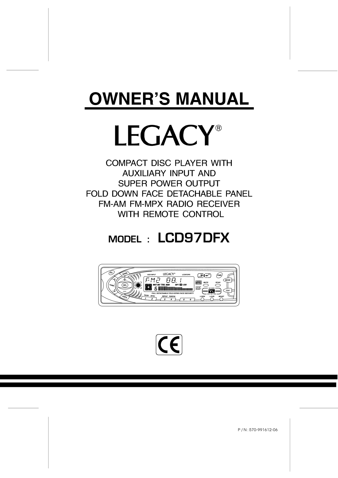 Legacy Car Audio owner manual Model LCD97DFX 