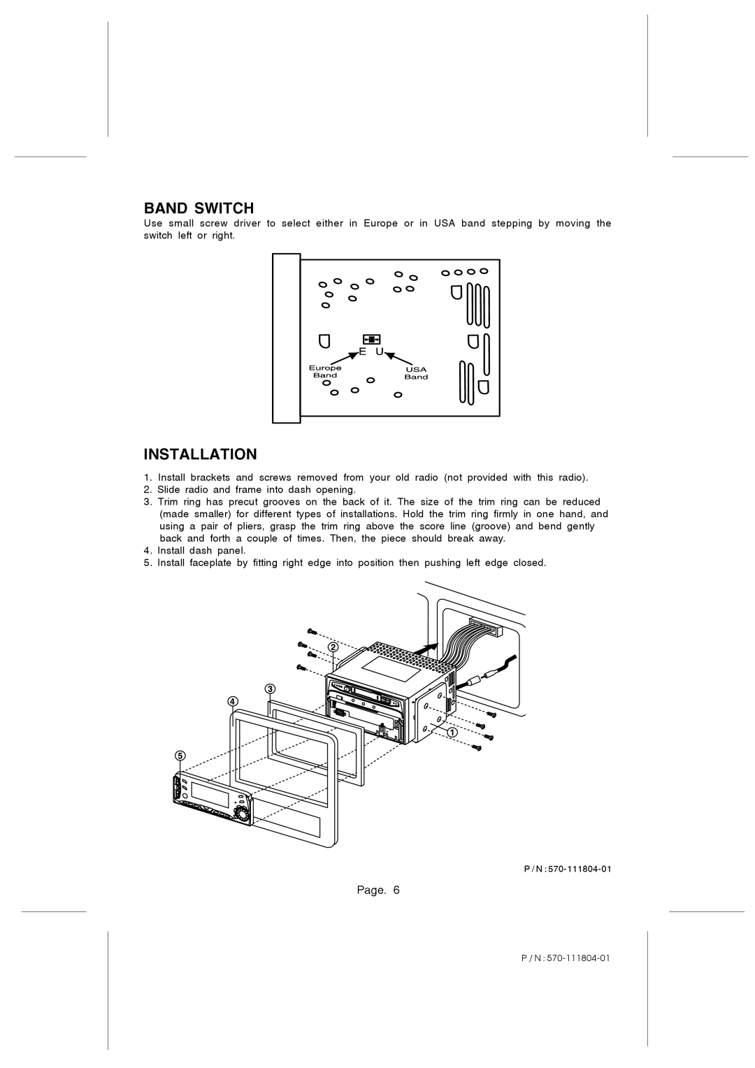 Legacy Car Audio LCDCS93MP3 owner manual Band Switch 