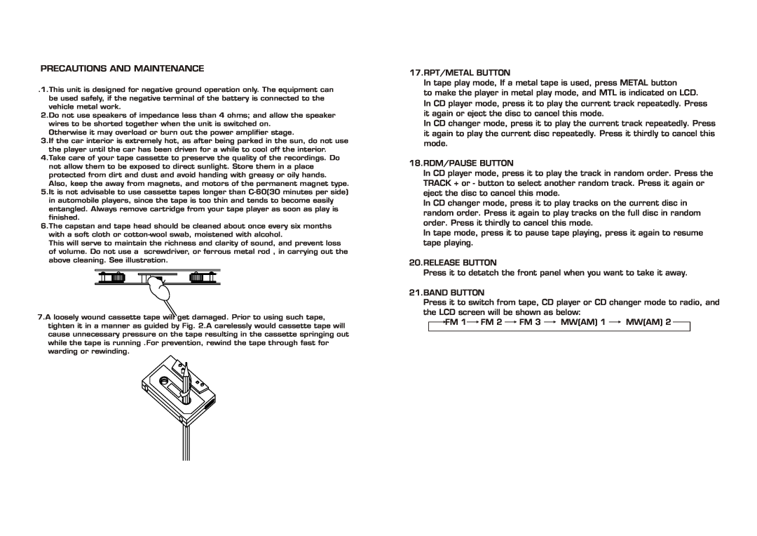 Legacy Car Audio LCDCS94 instruction manual Precautions And Maintenance 