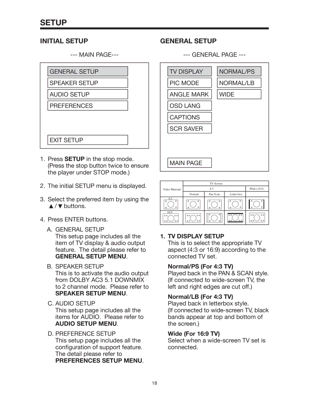 Legacy Car Audio LDCS 91 owner manual Initial Setup, General Setup 