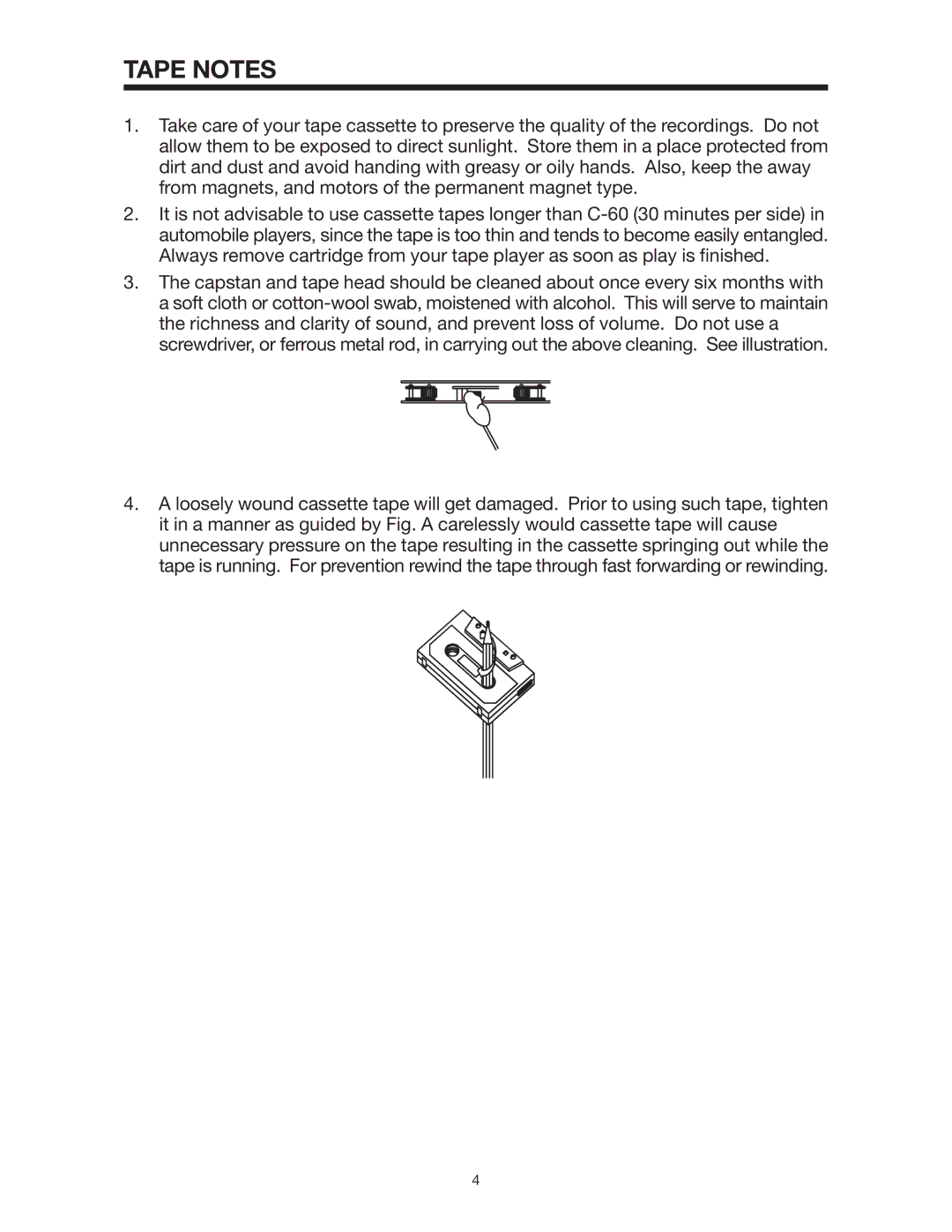 Legacy Car Audio LDCS 91 owner manual Tape Notes 