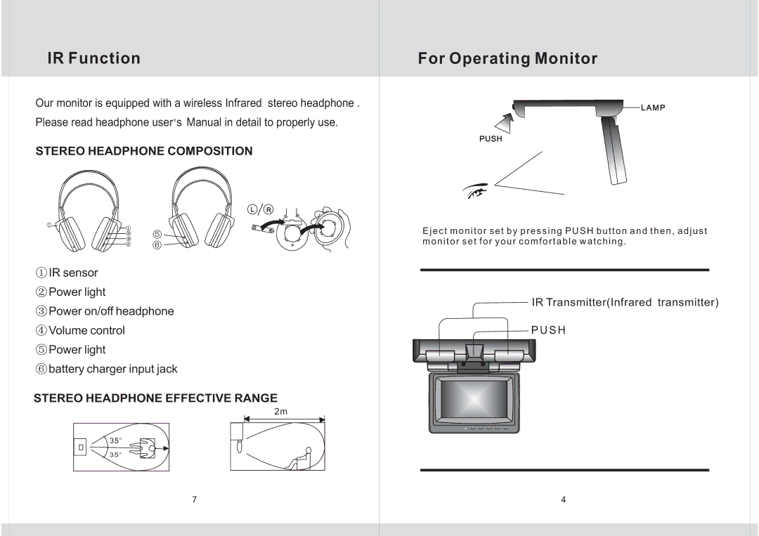 Legacy Car Audio LSWR72IR specifications IR Function, For Operating Monitor 