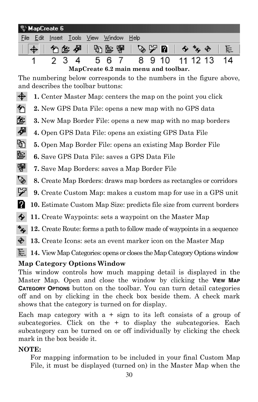 LEI Electronics 6 manual Map Category Options Window 