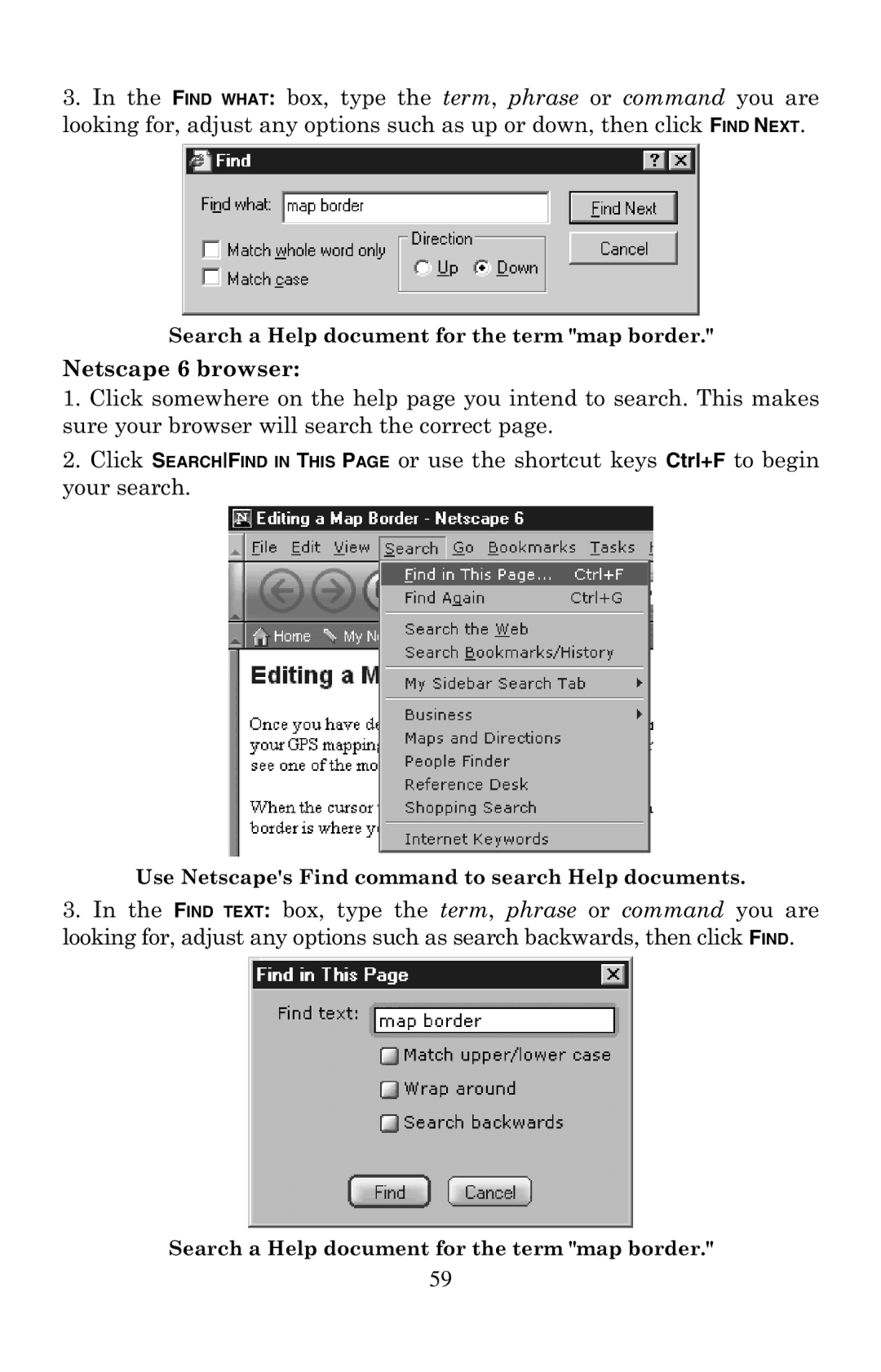 LEI Electronics 6 manual Search a Help document for the term map border 