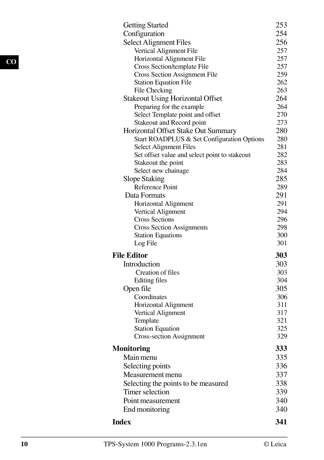 Leica 1000Z01 user manual File Editor 303, Monitoring 333, Index 341 