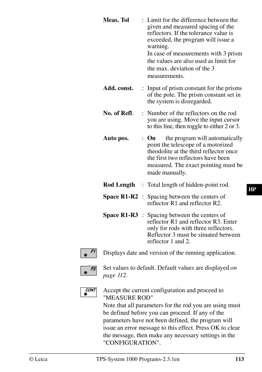 Leica 1000Z01 user manual Measure ROD Configuration 