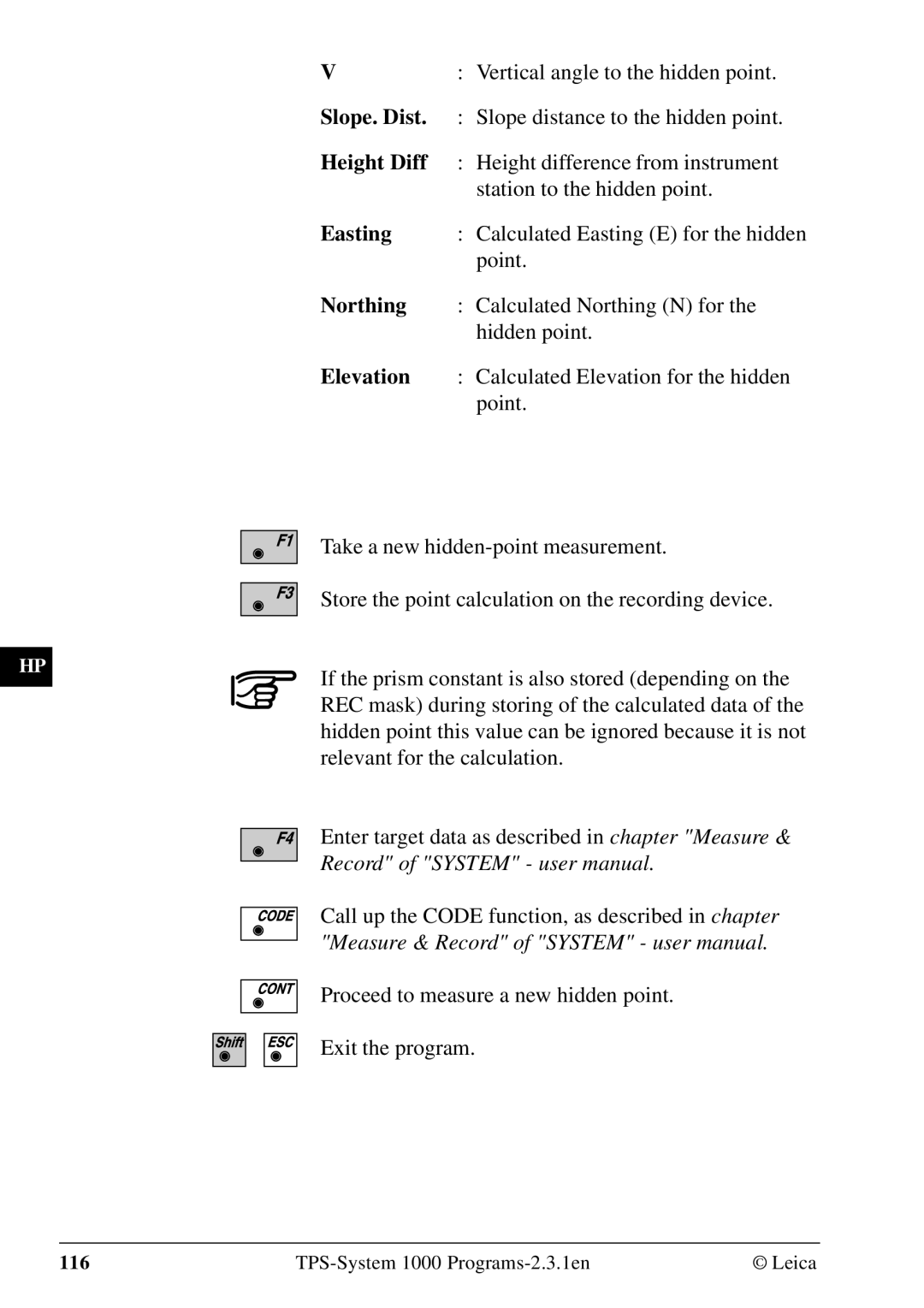 Leica 1000Z01 user manual Slope. Dist 