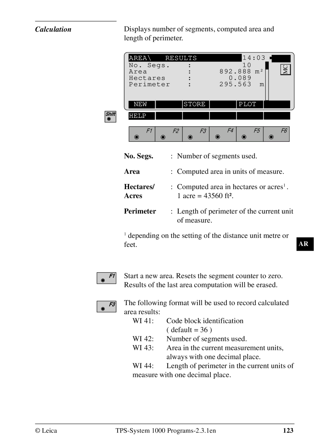 Leica 1000Z01 user manual Calculation 