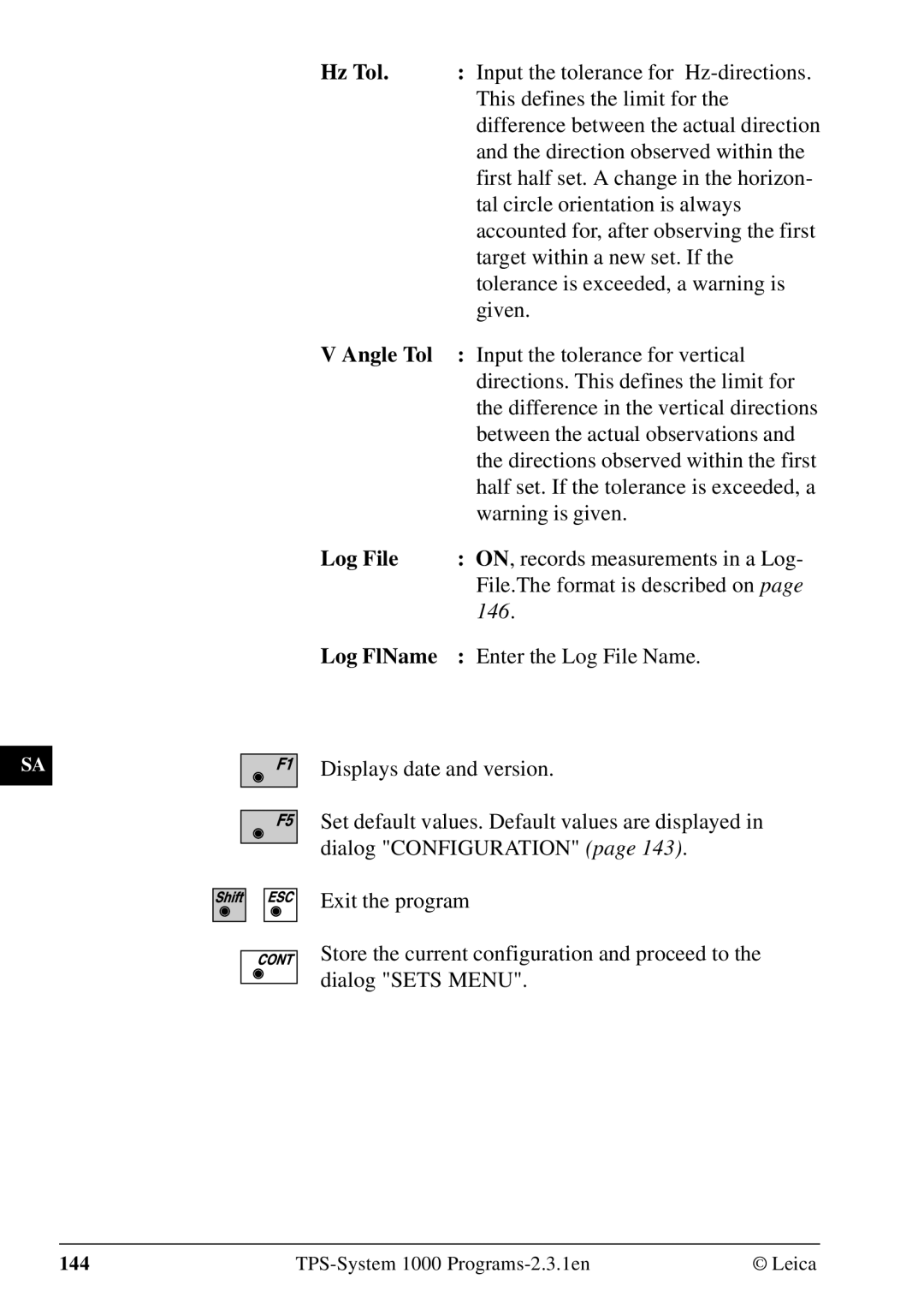 Leica 1000Z01 user manual Hz Tol, Angle Tol 