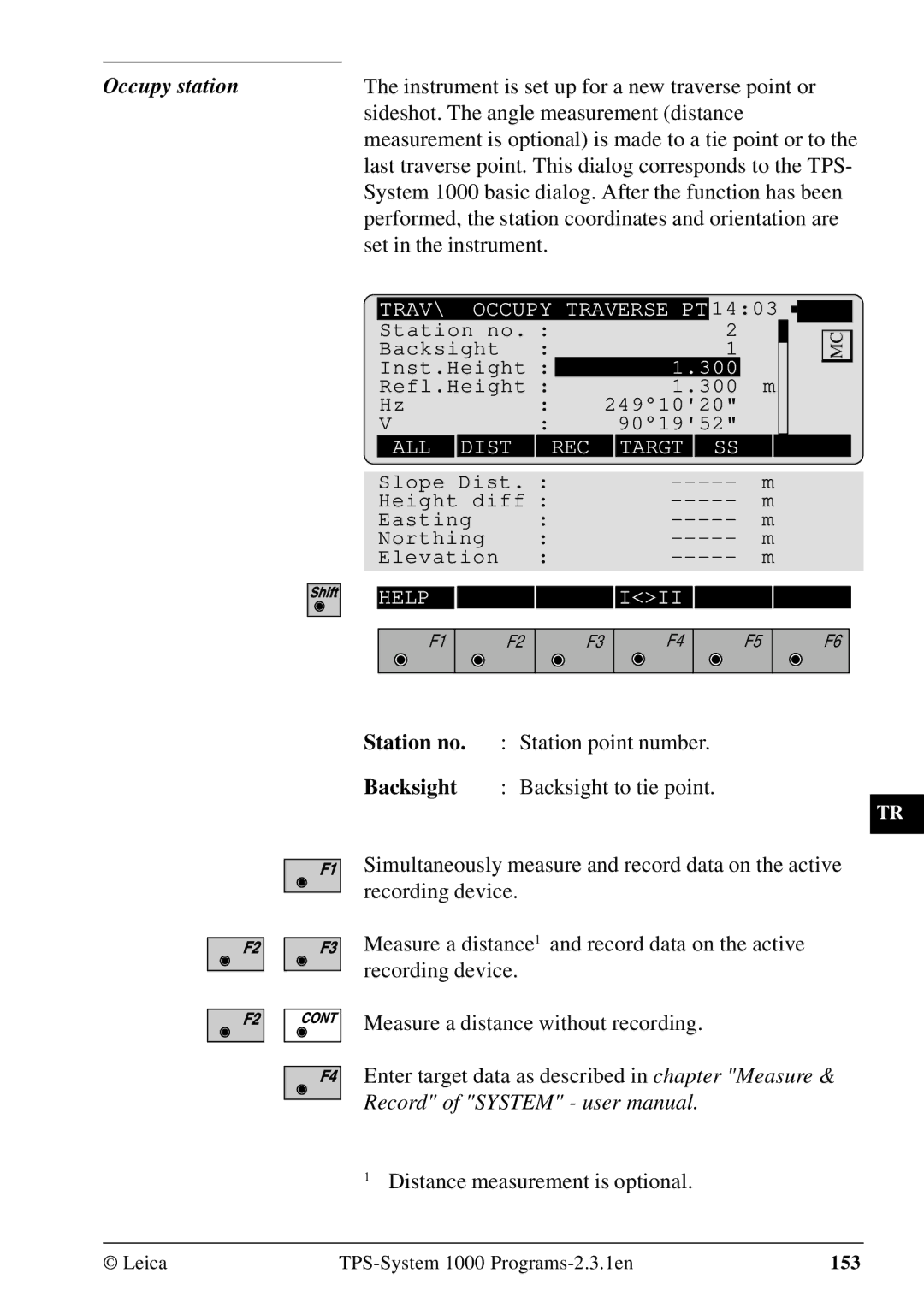 Leica 1000Z01 user manual Occupy station 