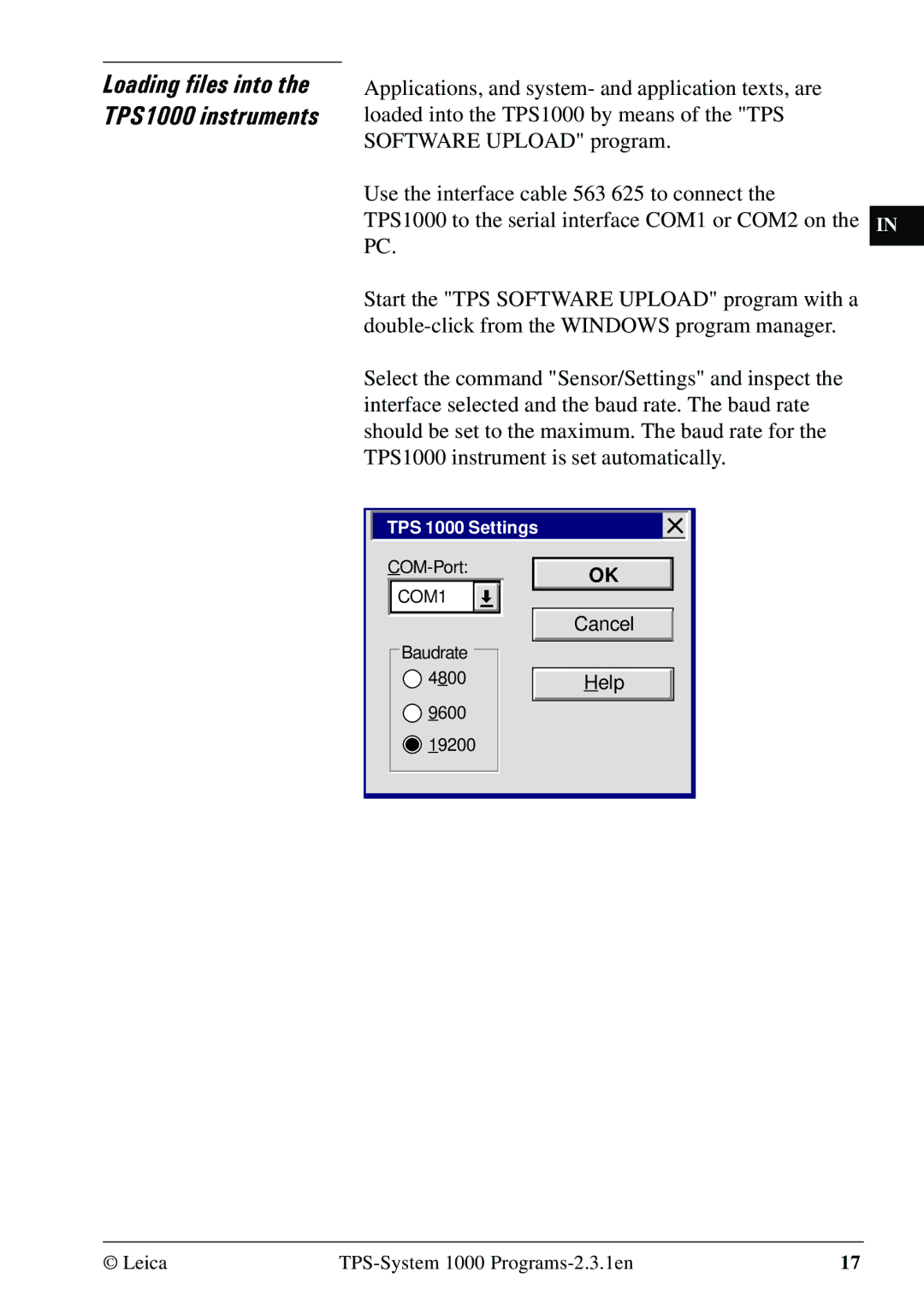 Leica 1000Z01 user manual Loading files into the TPS1000 instruments 