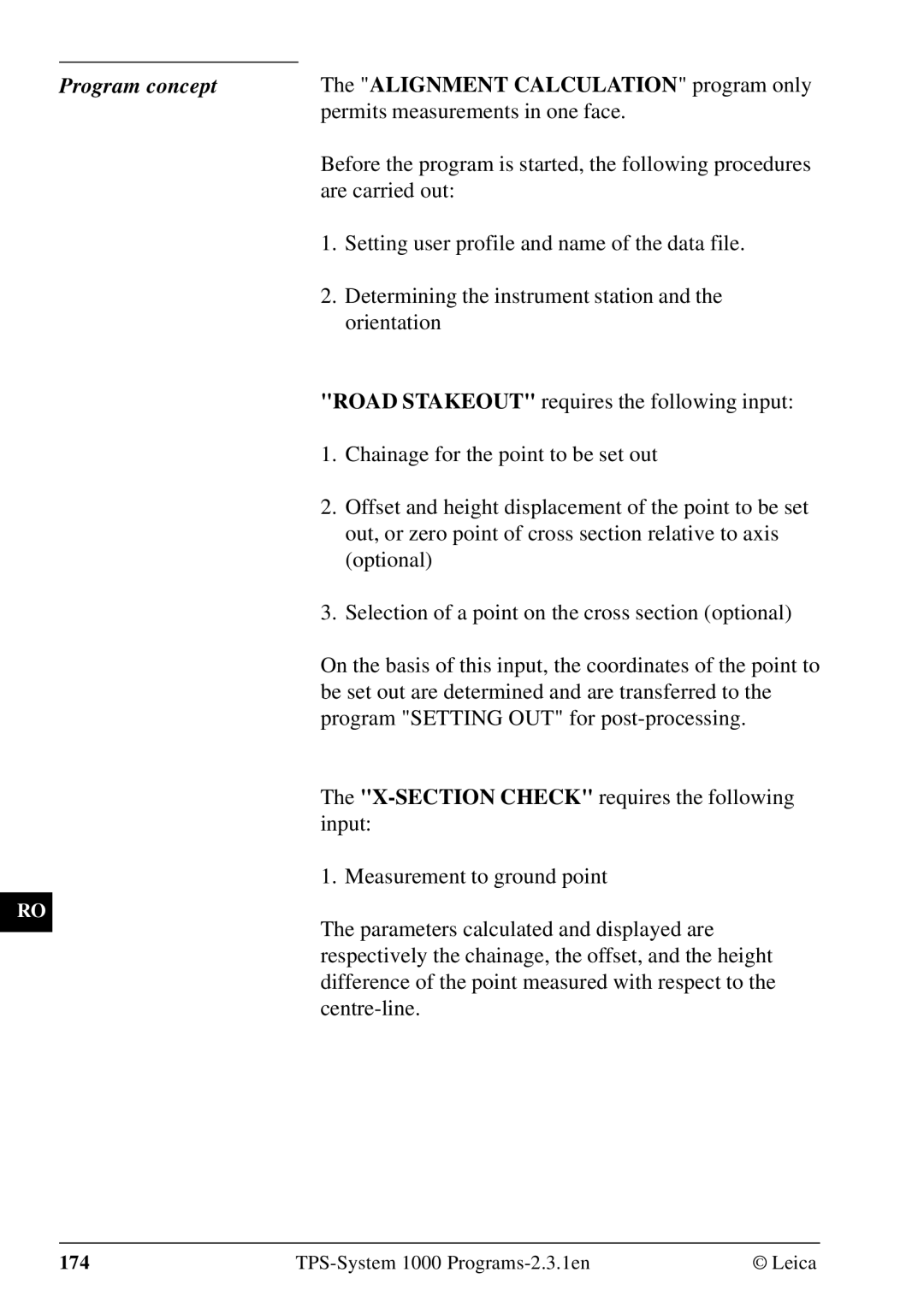 Leica 1000Z01 user manual Program concept, Alignment Calculation program only 