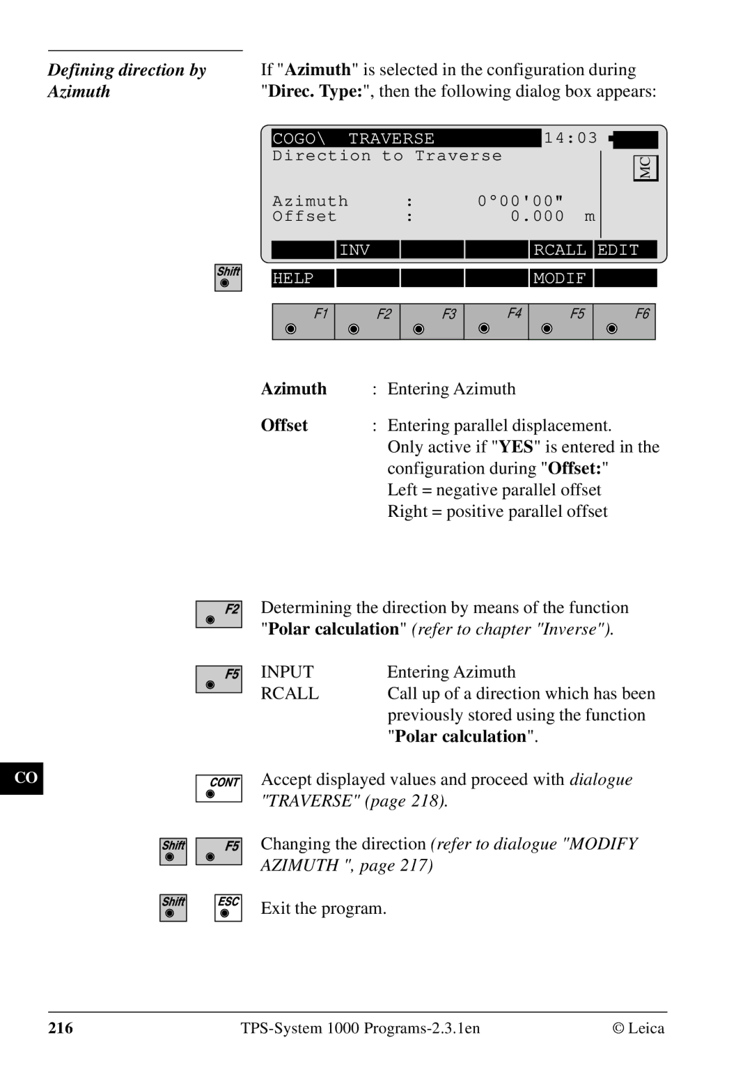 Leica 1000Z01 user manual Defining direction by, Azimuth 