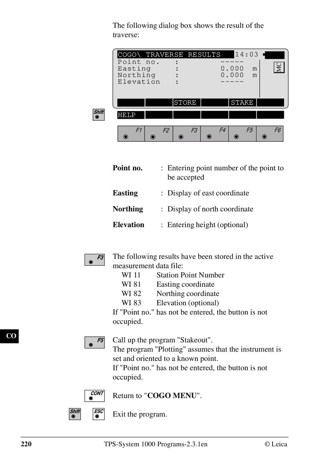 Leica 1000Z01 user manual Following dialog box shows the result of the traverse 