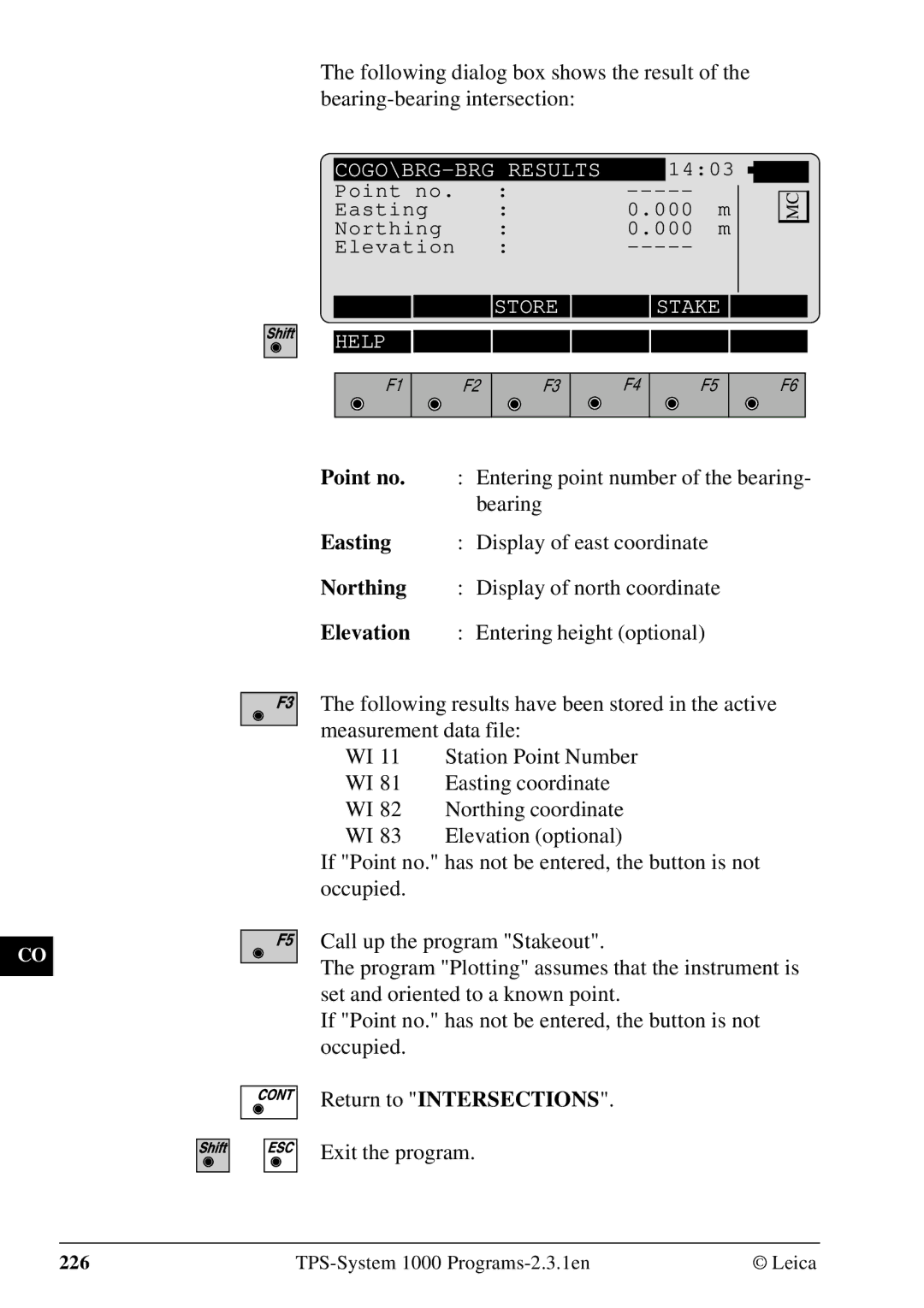 Leica 1000Z01 user manual COGO\BRG-BRG Results 