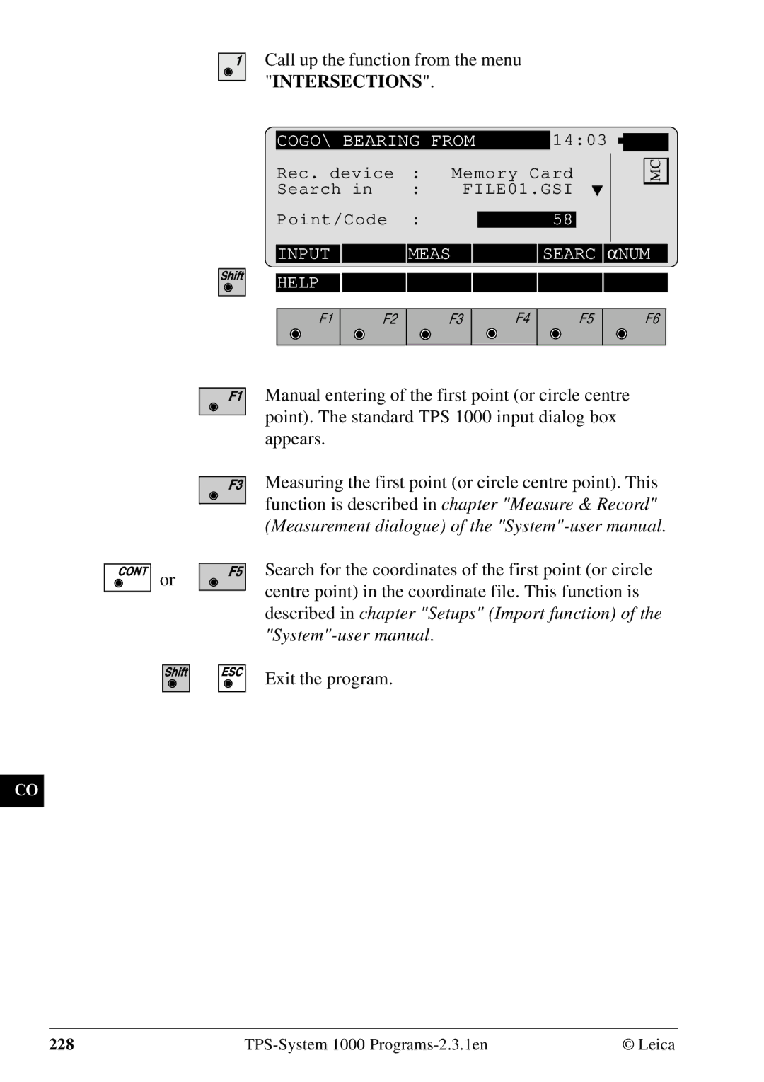 Leica 1000Z01 user manual COGO\ Bearing from 