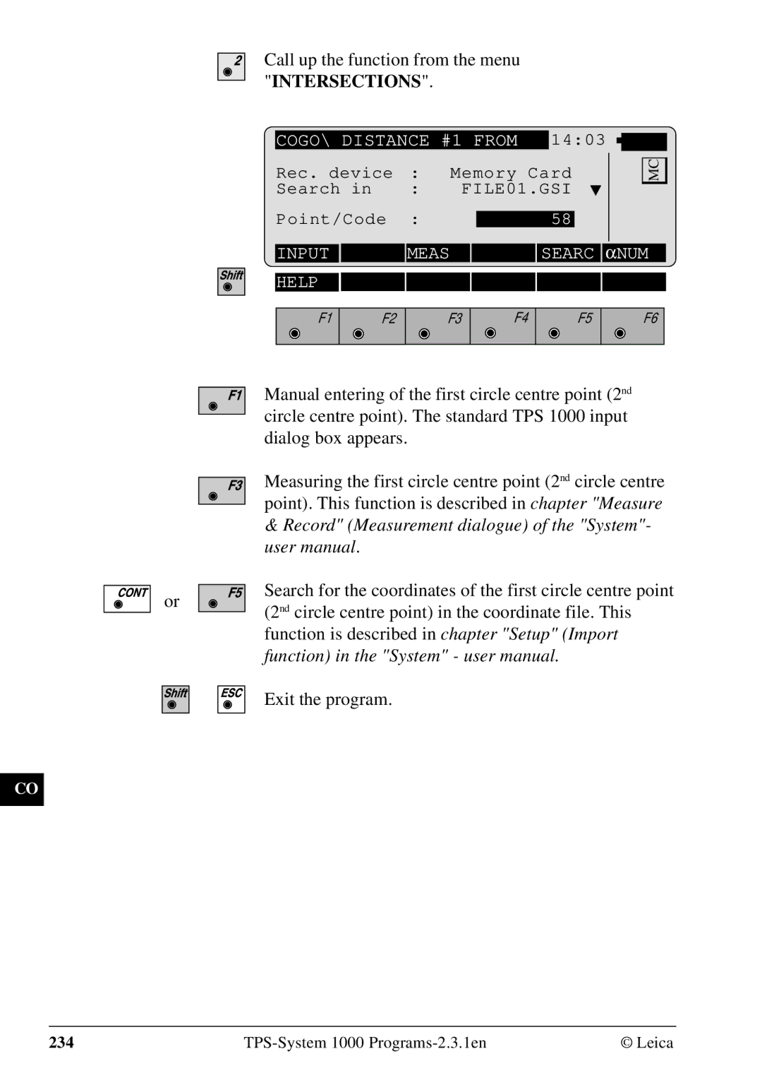 Leica 1000Z01 user manual COGO\ Distance #1 from 