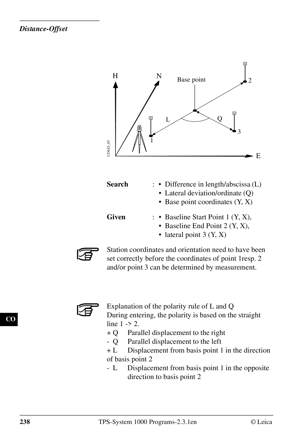 Leica 1000Z01 user manual Distance-Offset, Baseline Start Point 1 Y, Baseline End Point 2 Y, Lateral point 3 Y 