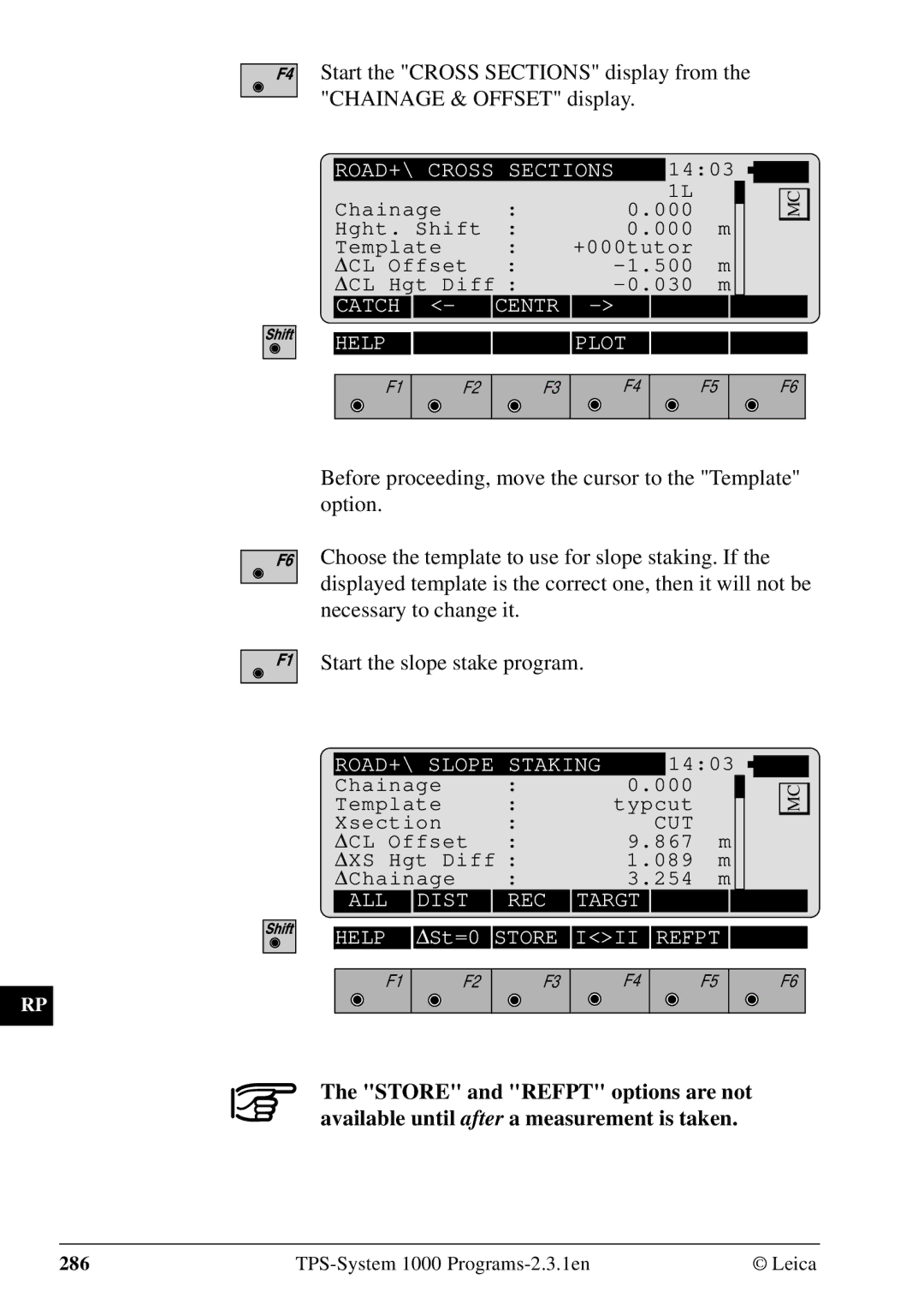 Leica 1000Z01 user manual Catch Centr Help Plot 