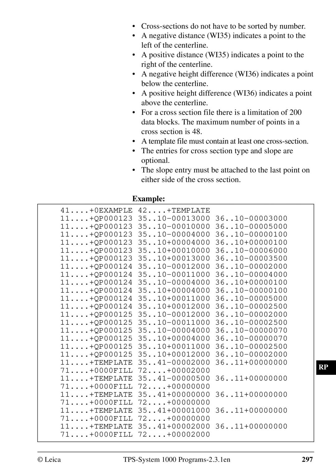 Leica 1000Z01 user manual Example, +Template 