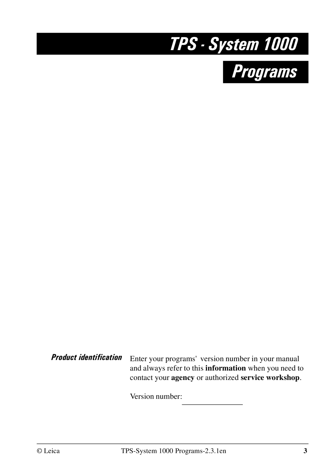 Leica 1000Z01 user manual Programs 