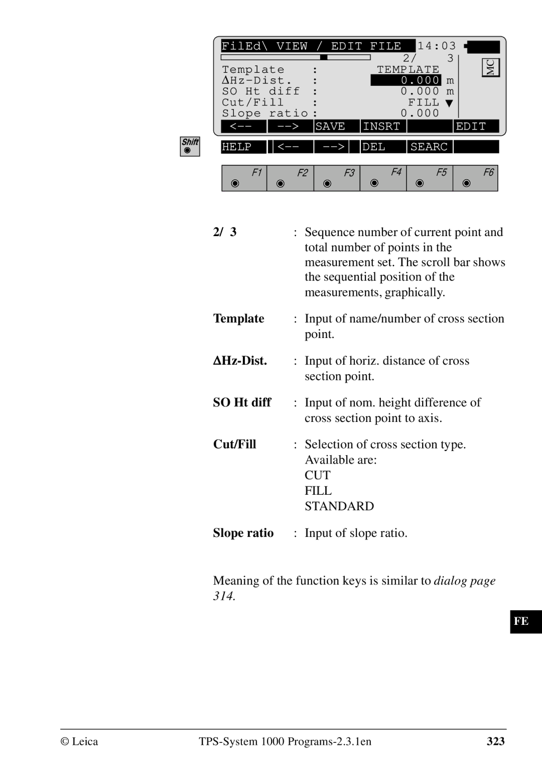 Leica 1000Z01 user manual ΔHz-Dist, SO Ht diff, Cut/Fill, Slope ratio 