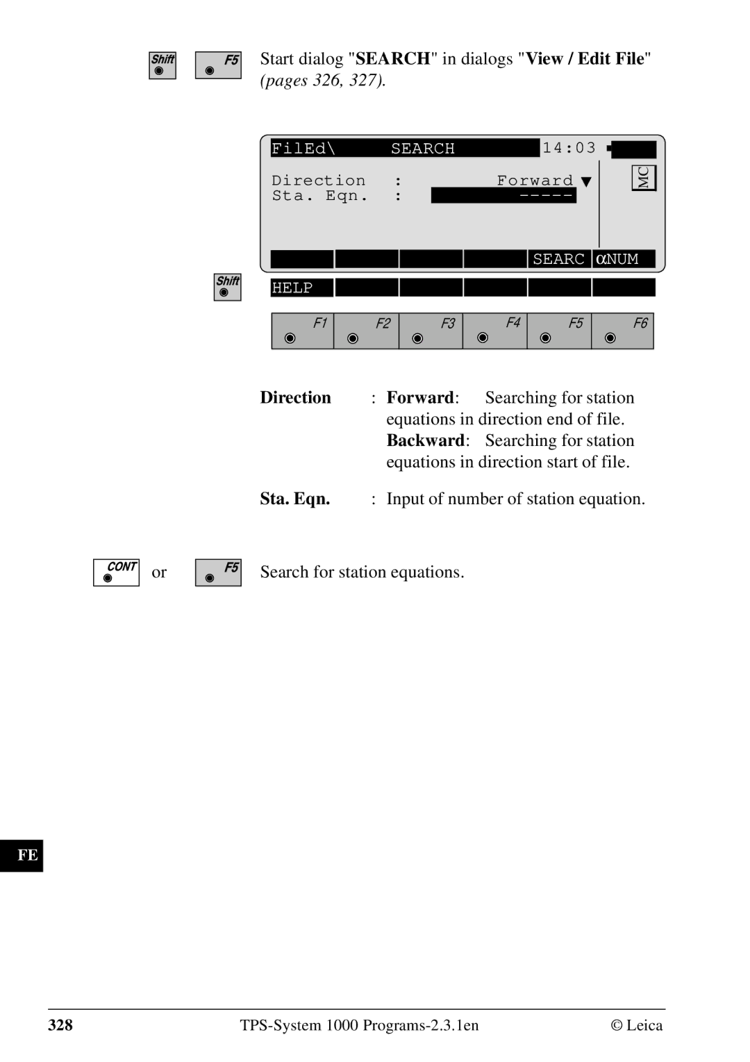 Leica 1000Z01 user manual Start dialog Search in dialogs View / Edit File, Pages 326 