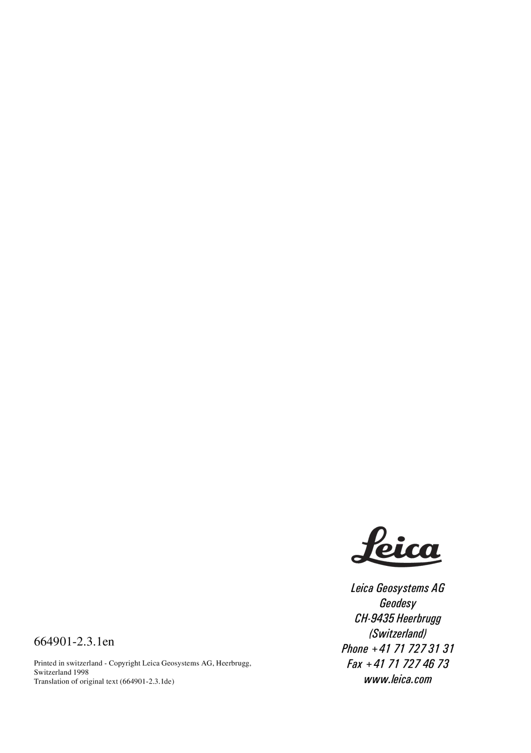 Leica 1000Z01 user manual 664901-2.3.1en 