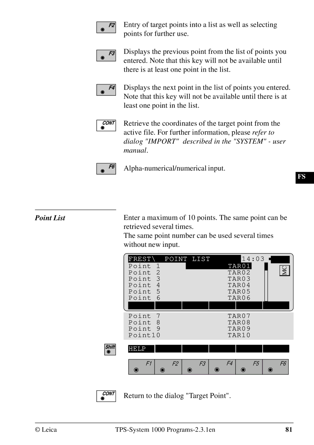 Leica 1000Z01 user manual Same point number can be used several times, Without new input 