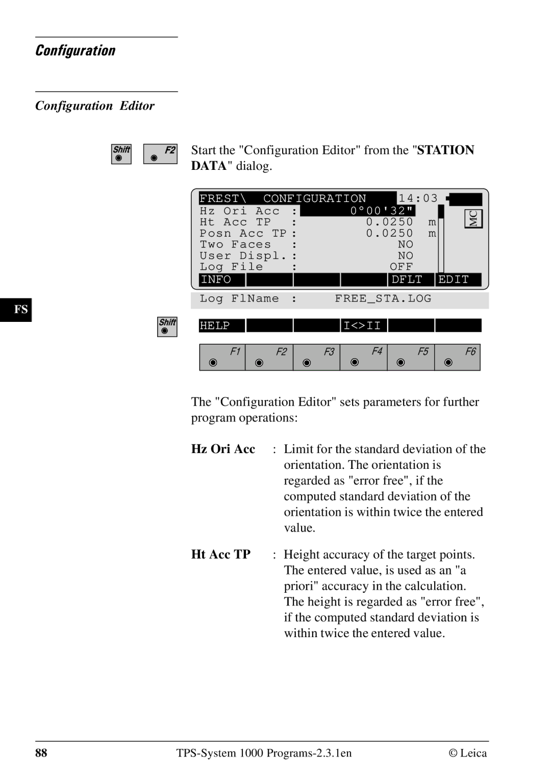 Leica 1000Z01 user manual FREST\ Configuration 