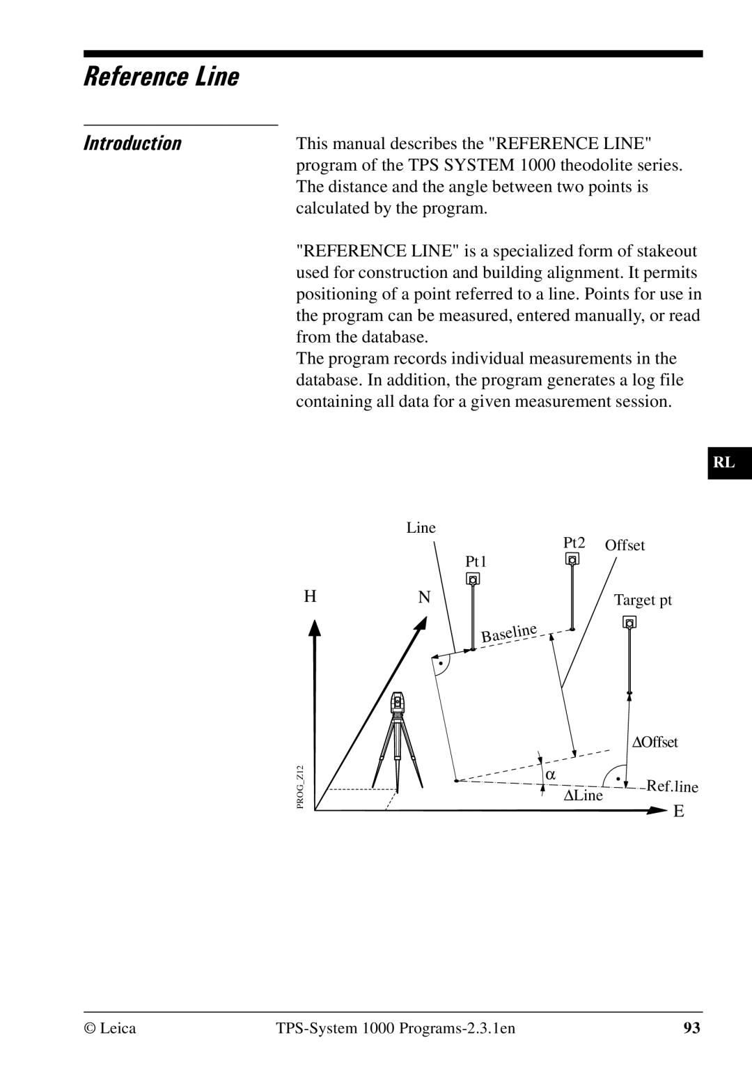 Leica 1000Z01 user manual Reference Line, Introduction 