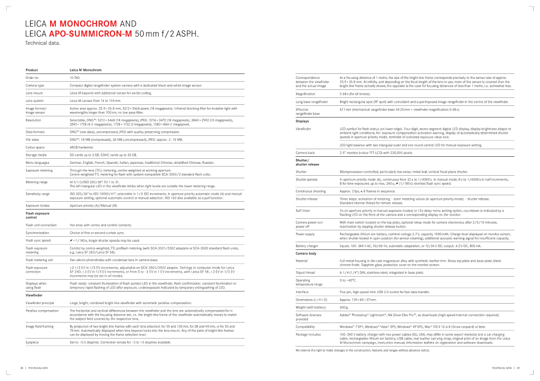 Leica 10760, 10771 manual Technical data, Displays when 