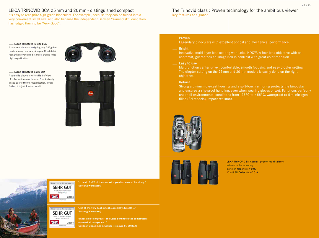 Leica 10x42 BRF manual Leica Trinovid BCA 25 mm and 20 mm distinguished compact 