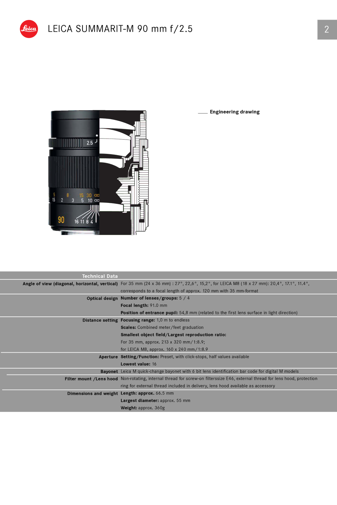 Leica 11646 manual Technical Data 