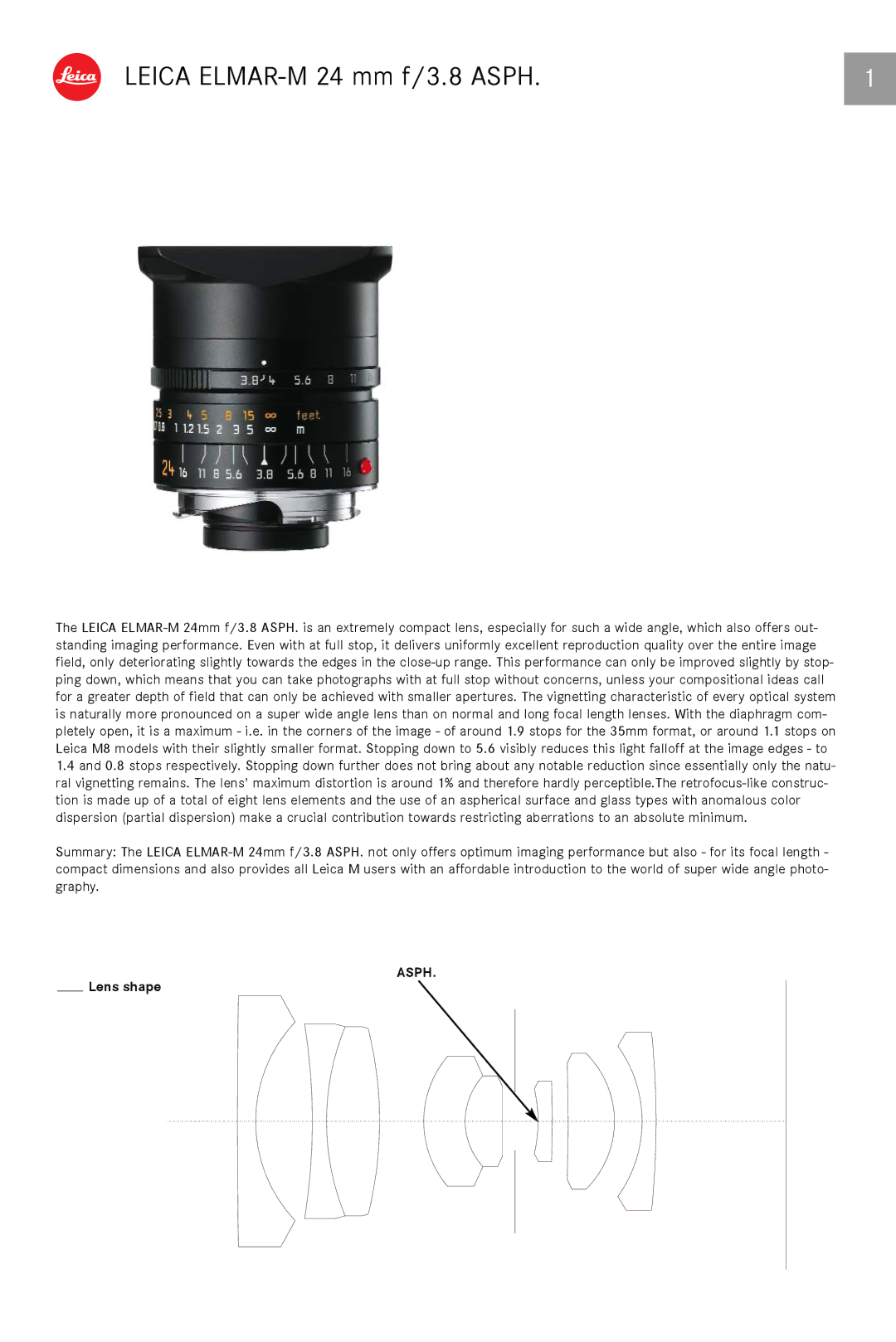 Leica 11648 dimensions Leica ELMAR-M 24 mm f/3.8 Asph 