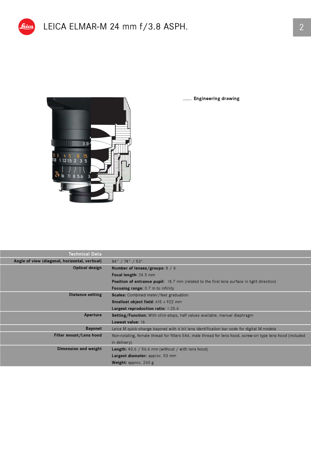 Leica 11648 dimensions Technical Data 